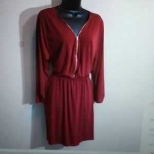 Sexy Red Club Soda Size Small Stretchy Gold Zipper Dress Tunic